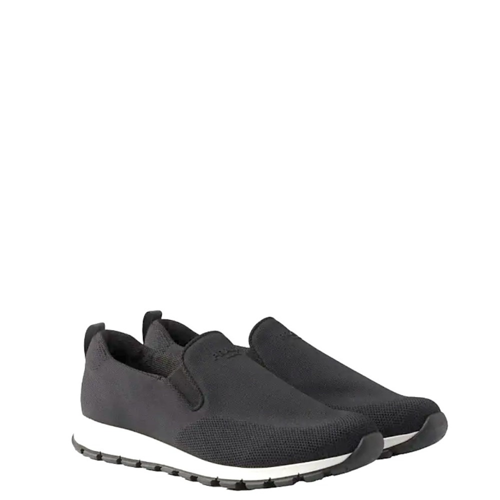 Prada Milano Mens Black Knit Slip On Sneakers Loafers 2DE157 Shoes, sz UK 9.5